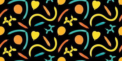Color Balloons on a Dark Background. Horizontal Seamless Pattern. vector