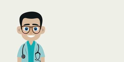 Doctor with a Stethoscope. Man is Isolated Against a Light Background with Blank Copy Space for Text or Images. vector