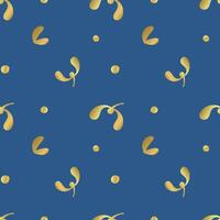 Seamless Background with Gold Mistletoe. Ornament for Gift Wrapping Paper, Fabric. vector