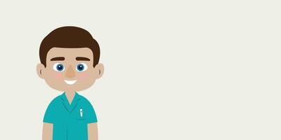 Doctor with a thermometer in his pocket. Man is Isolated Against a Light Background with Blank Copy Space for Text or Images. vector