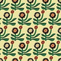 Seamless Pattern with Abstract Plants. Modern Style Graphic. vector