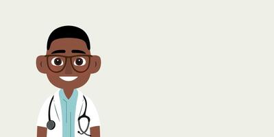 Doctor with a stethoscope. Man is Isolated Against a Light Background with Blank Copy Space for Text or Images. vector
