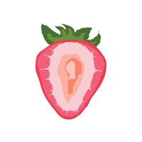 a strawberry with a bite taken out of it vector