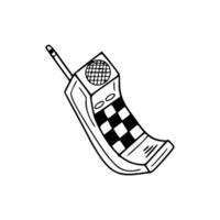 A drawing of a cell phone with a checkered pattern vector