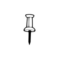A black and white drawing of a pin on a white background vector