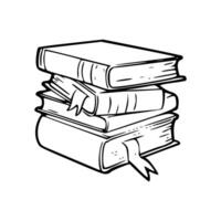 A black and white drawing of a stack of books vector