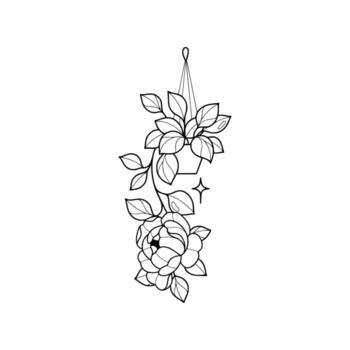 A drawing of a flower hanging from a string vector