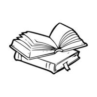 A black and white drawing of an open book vector