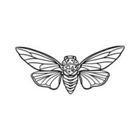 A black and white drawing of a moth vector