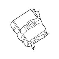 A drawing of a book with a belt vector