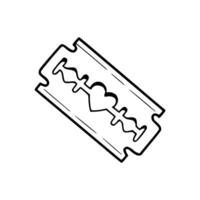 A black and white drawing of a razor blade with a heart vector