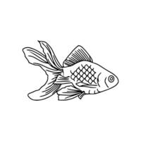 Goldfish coloring pages for kids vector