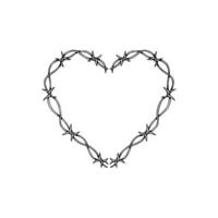 A heart shaped barbed wire frame on a white background vector