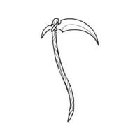 A drawing of a large axe with a long handle vector