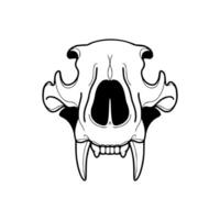 A black and white drawing of a cat's skull vector