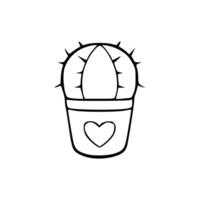 Cactus plant with heart icon in a pot vector