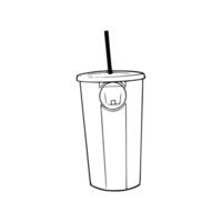 A drawing of a cup with a straw and a straw vector