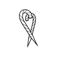 A drawing of a candy cane with a heart vector