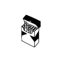 A black and white illustration of a cigarette box vector