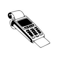 A black and white drawing of a cash register vector