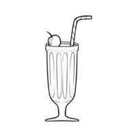 Milkshake with cherry and straw illustration vector