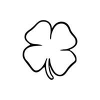 A four leaf clover is shown in a simple outline vector