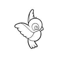 A cartoon bird flying in the air coloring page vector