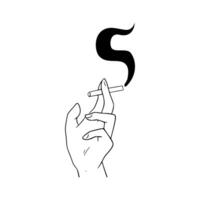 A hand holding a cigarette with the letter s vector