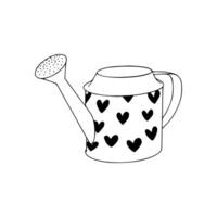 A drawing of a watering can with hearts on it vector