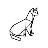 A black and white drawing of a cat vector