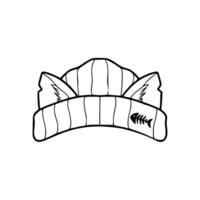 A drawing of a hat with a cat on it vector