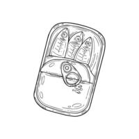 A can of tuna with a drawing of fish inside vector