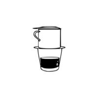 A black and white drawing of a coffee pot vector