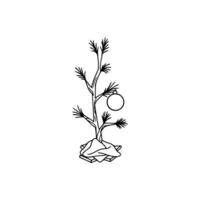 A drawing of a christmas tree with a ball on top vector