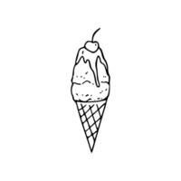 Ice cream cone with cherry on top vector
