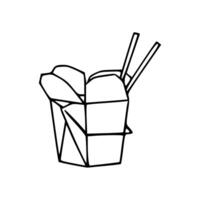 Chinese takeout box with chopsticks and chopsticks in it vector