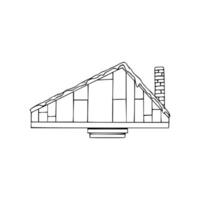 A line drawing of a house with a roof vector