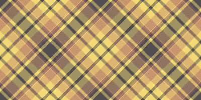 Colour textile fabric texture, invite seamless tartan plaid. Coat pattern background check in yellow and grey colors. vector