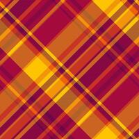 Outline plaid pattern textile, repeating tartan seamless texture. Sheet check background fabric in red and golden poppy colors. vector