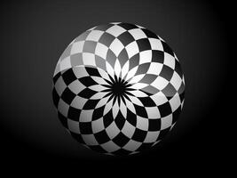 Abstract pattern cover black and white 3D ball. illustration on dark background. vector