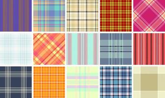 Plaid pattern set with rustic charm, ideal for textile materials, wallpaper, or shirt designs with a British-inspired aesthetic. vector