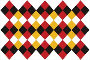 A red, yellow and black argyle pattern vector