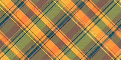 Equal fabric pattern plaid, cut out texture background textile. Picnic blanket tartan seamless check in orange and cyan colors. vector