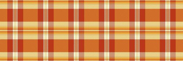 Genuine check plaid texture, ornate fabric pattern textile. France background seamless tartan in amber and red colors. vector