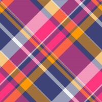 Sky seamless texture, uniform check plaid fabric. Self textile background tartan pattern in blue and pink colors. vector