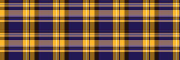 Straight seamless background, colour check tartan texture. Ireland textile pattern plaid fabric in amber and indigo colors. vector