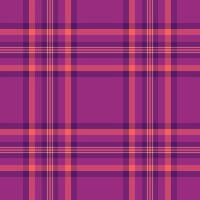 Single seamless pattern, workshop check texture fabric. Clothing tartan textile background plaid in pink and magenta colors. vector