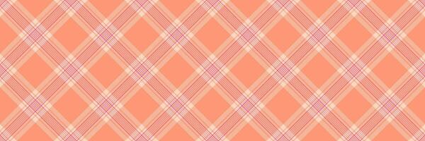 Backdrop background texture textile, table cloth fabric tartan check. Covering pattern seamless plaid in red and peach puff colors. vector