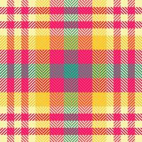 Celebrate plaid textile texture, new seamless background fabric. Bed check tartan pattern in yellow and bright colors. vector