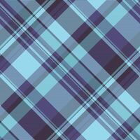 Installing textile seamless plaid, contour fabric background check. Scotland pattern tartan texture in cyan and indigo colors. vector